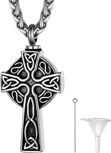 Vista 8 de Richsteel Collar de urna para cenizas, joyería de cremación, colgante de recuerdo conmemorativo con cadena
