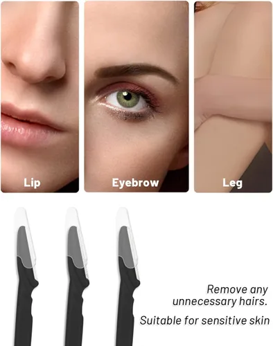Vista 6 de MoHern Herramienta de dermaplaning para la cara, 30 piezas de maquinilla de afeitar Dermaplane para la cara, maquinilla de afeitar multiusos