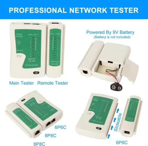 Vista 6 de Kit de Herramienta de Crimpado RJ45 Pass Thru Cat5 Cat5e Cat6 Herramienta de Crimpado RJ45 con 20 Conectores RJ45 Cat6 Pass Through, 20 Cubiertas, 1