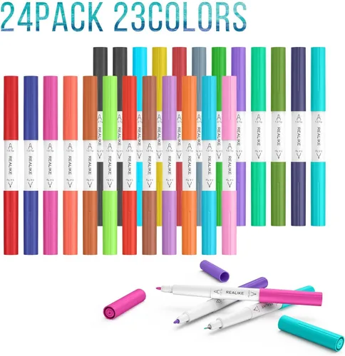 Vista 3 de Realike - Juego de bolígrafos de doble punta compatibles con Cricut Maker 3/Maker 4/Maker/Explore 3/4/Air 2/Air, juego de 24 bolígrafos de punta