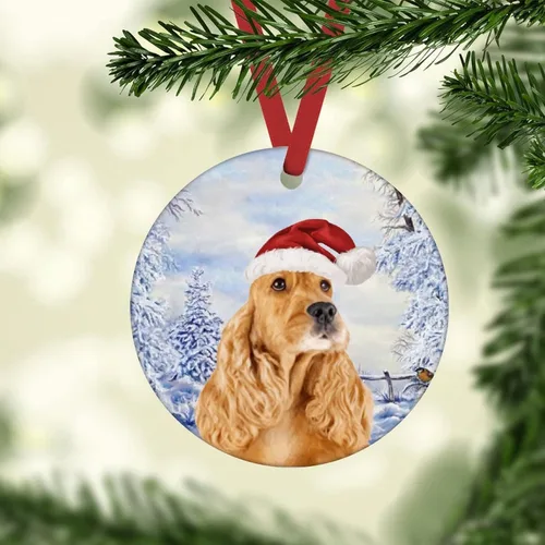Vista 2 de Adornos de Navidad de Papá Noel Cocker Spaniel Inglés Perro Cachorro Adornos de Navidad Inglés Cocker Spaniel Perro Árbol de Navidad Adornos