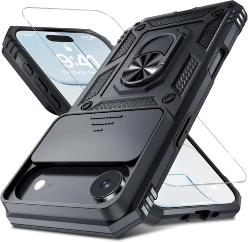 Vista 117 de Janmitta Funda para iPhone 8 Plus/7 Plus/6 Plus, Cubierta de Teléfono con Cubierta Deslizante Integrada para Lente de Cámara + Protector