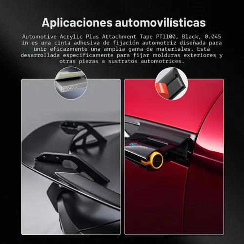 Vista 3 de 3M Automotive Acrylic Plus Tape, 0.24 pulgadas x 18 pies, PT1100, gris