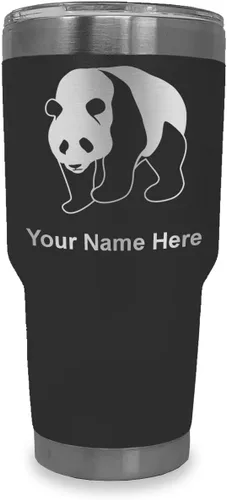 Vista 31 de LaserGram Vaso aislado al vacío de 20 onzas, oso panda, grabado personalizado incluido (negro)