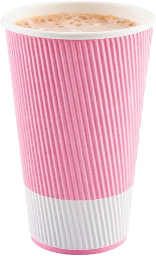 Vista 19 de Restaurantware Ripple Wall - Tazas de café de 10 unidades de 20 onzas aisladas de papel negro, borde enrollado, resistente a derrames, papel