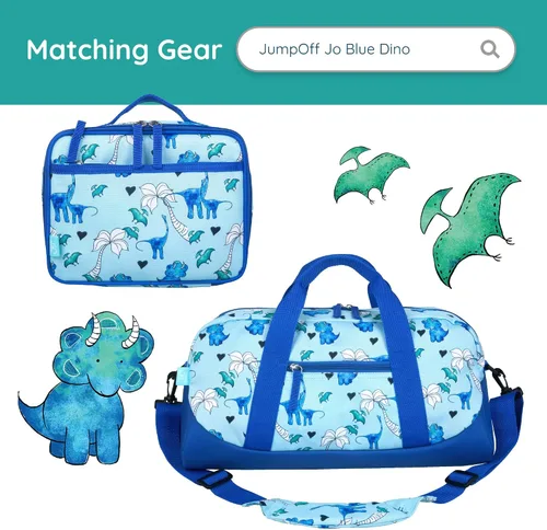 Vista 7 de Wildkin - Mochila infantil de 12 pulgadas – Acolchada, ajustable, ideal para guardería y viajes, Dino azul, Escuela