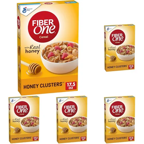 Vista 8 de Fiber One Honey Clusters Cereal de desayuno, cereal de fibra hecho con grano entero, 17.5 onzas