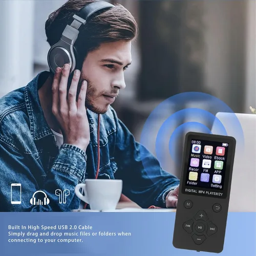 Vista 3 de Reproductor de MP3 de 64 GB, Bluetooth 5.0 reproductor de música portátil de calidad de sonido de alta fidelidad, reproductor de MP3 y MP4