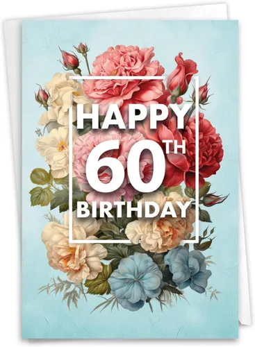 Vista 21 de NobleWorks - Tarjeta de cumpleaños número 60 con sobre - Divertida tarjeta de notas para niños de 60 años, felicitaciones de papelería - Ecuación