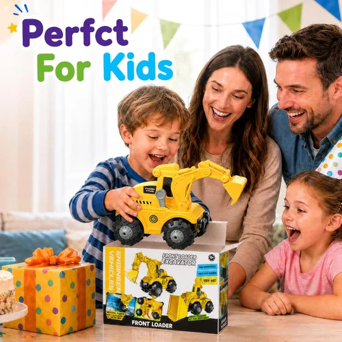 Vista 5 de Excavadora motorizada de juguete para niños de 3 4 5 6 7 8 años