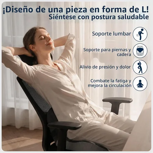 Vista 2 de lazyzzz Cojín para silla de oficina, cojín de espuma viscoelástica con soporte lumbar y correa ajustable, cojín ortopédico ergonómico para asiento