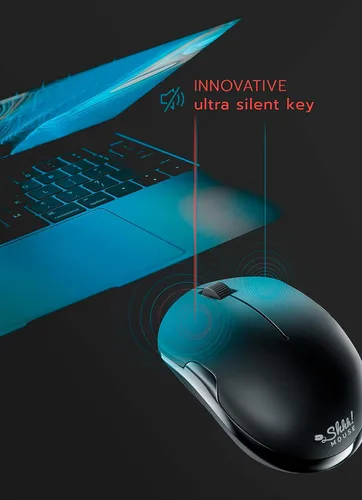Vista 4 de mouse silencioso inalámbrico, reducción de ruido del 90% (Baterías Incluidas), Negro