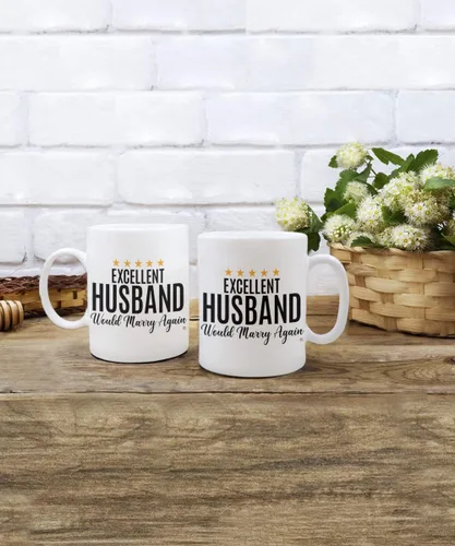 Vista 5 de ODDITEES Taza de café divertida con texto en inglés «Excellent Husband Would Marry Again», 11 onzas, color blanco