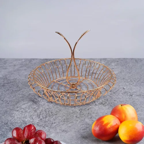 Vista 7 de ALLCENER Frutero para encimera de cocina, cesta de frutas con mango en forma de hoja, soporte de frutas elegante y funcional, canasta dorada