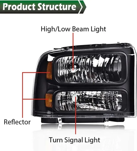 Vista 2 de GRAND ORANGE - Juego de faros delanteros, compatible con Ford F250 F350 F450 F550 1999-2004, para Ford Excursion 2000-2004, lado del conductor