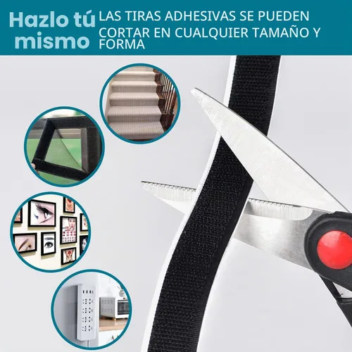Vista 2 de Cinta de Velcro Autoadhesiva Negra de 0.75 Pulgadas x 82 Pies con Respaldo Adhesivo, Rollo de Sujeción, Tiras Autoadhesivas de Nailon de Servicio