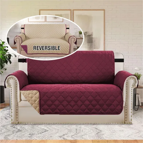 Vista 61 de H.VERSAILTEX Funda de sofá resistente al agua para sofá de 3 cojines, reversible, protector de muebles acolchado con correa elástica, funda de sofá