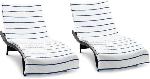 Vista 15 de Arkwright Las Rayas - Funda para tumbona, paquete de 2, toalla de rizo 100% algodón suave a rayas con soporte de bolsillo para playa, piscina, silla