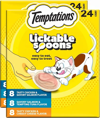 Vista 19 de Temptations Lickable Spoons - Golosinas húmedas para gatos, pollo y queso