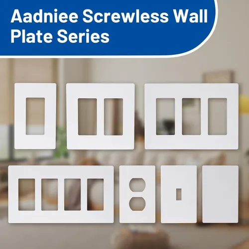 Vista 8 de Placas de pared decorativas sin tornillos, cubiertas de tomacorriente seguras para niños de 3 bandas, tamaño estándar 4.68" x 6.54", placa frontal