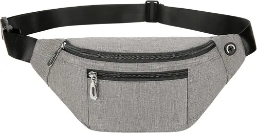 Vista 21 de Riñonera para hombres y mujeres, de moda e impermeable con cinturón ajustable, bolsas de riñonera casuales para correr, deportes, viajes. beige