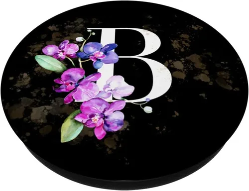 Vista 2 de Orchids Plants Flower - Soporte para teléfonos y tabletas, diseño de letra B, color negro, Negro