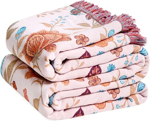 Vista 10 de Manta Bohemia – Manta suave 100% algodón para cama, 60"x80", reversible, transpirable, ligera, para otoño, todas las estaciones, decoración de casa