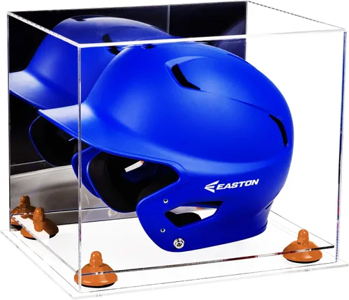 Vista 37 de Better Display Cases Vitrina acrílica para casco de bateo de béisbol con espejo, elevadores rosados, montaje en pared y base de espejo (V22/A012)