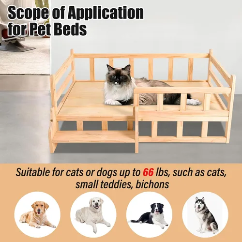 Vista 7 de PetsFurniture - Cómoda base de cama para gatos y perros, de madera, hasta 66 libras (L)