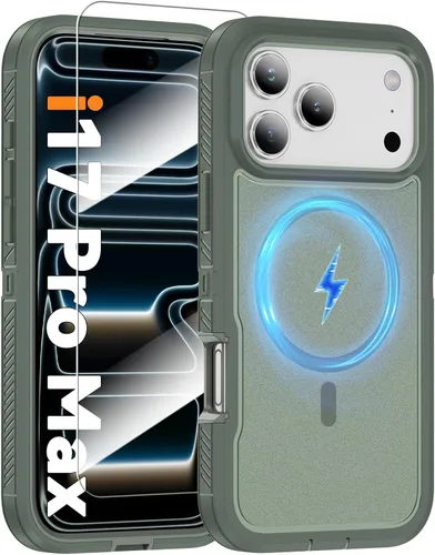 Vista 41 de Funda magnética para iPhone 13/iPhone 14 [compatible con Magsafe] [protector de pantalla de vidrio] [protección de grado militar de doble capa]