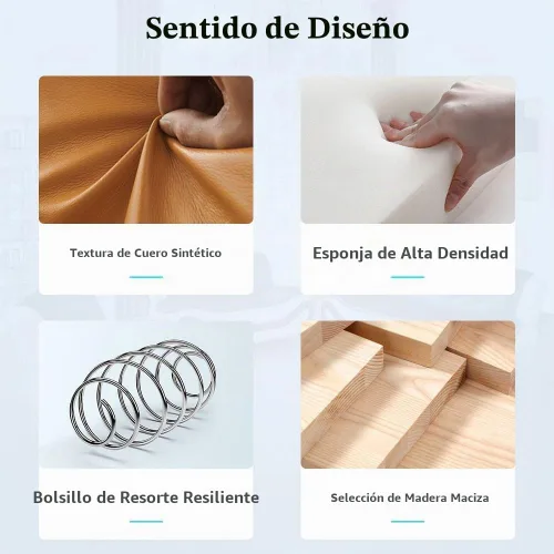 Vista 5 de Juego de sofá de cuero para sala de estar, juego de muebles de sala de estar de 3 piezas, juego de sofá moderno con sofá de 3 plazas, sofá biplaza