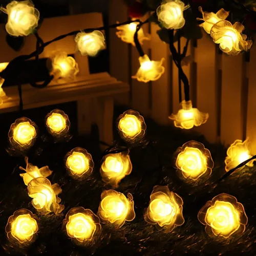 Vista 29 de Guirnalda de luces solares de corazón, impermeable, 20 pies, 30 LED, en forma de corazón, 8 modos, estrellada, boda, fiesta, ambiente, iluminación