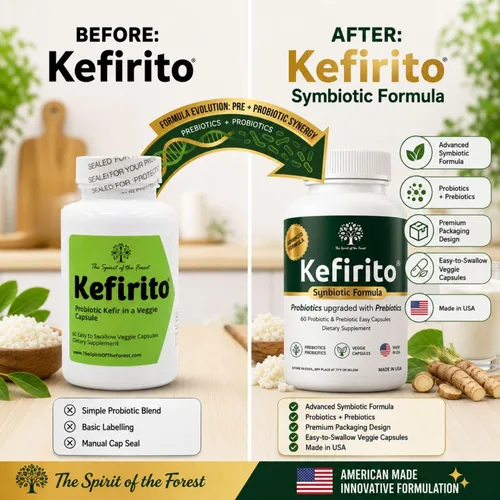 Vista 4 de Spirit of The Forest Kefirito Daily Synbiotic Probiotic Prebiotic 60ct
