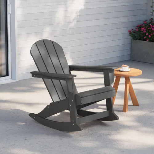 Vista 22 de WestinTrends Silla mecedora Malibu de poliéster para exterior/patio Adirondack, Negra
