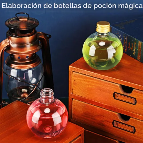 Vista 7 de Jinei 30 botellas de plástico de poción con forma de bola de 6 onzas, oro Dorado