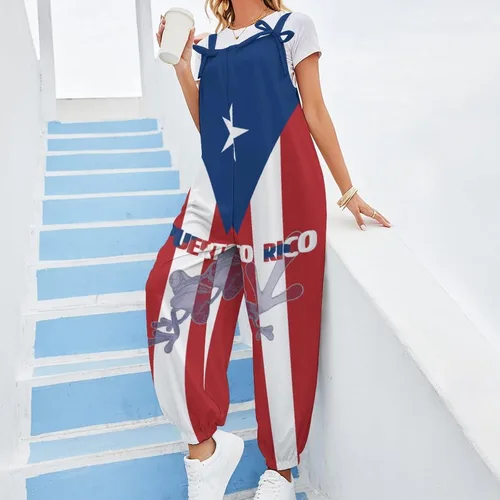 Vista 7 de Mono con tirantes y bandera de Puerto Rico para mujer, talla M