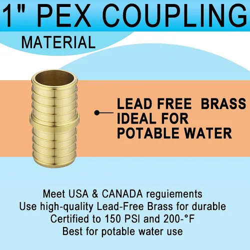 Vista 4 de Acoplamiento de engarce de púas PEX de 1 pulgada para tubería PEX-A/B/C (paquete de 15)