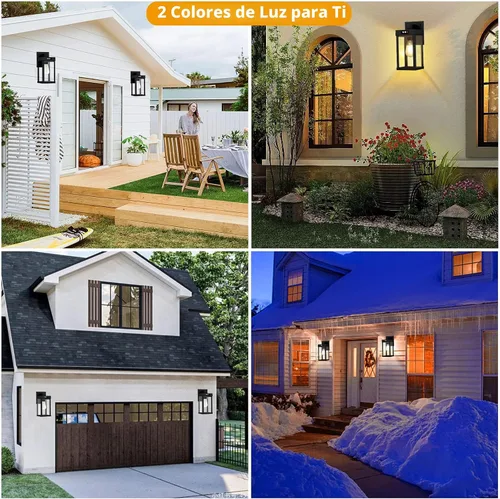 Vista 2 de Lámparas solares de pared para exteriores, 3 modos de iluminación y sensor de movimiento, luz solar para porche, 2 bombillas, aplique resistente al