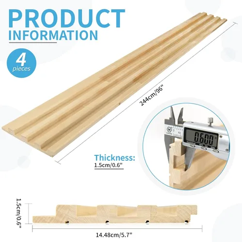 Vista 2 de Art3d Panel de pared de listones de madera de 4 piezas de 96"x5.7" para interior, techo y decoración, 15.2 pies cuadrados 4 piezas de madera natural