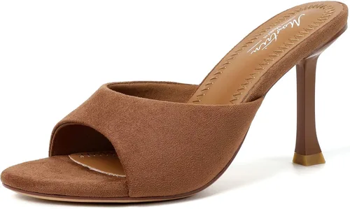 Vista 36 de Mostrin - Sandalias con tacón de gatitos para mujer, con punta redonda con lazo, vintage, sexy, de tacón aguja, sin talón, para fiesta y uso diario