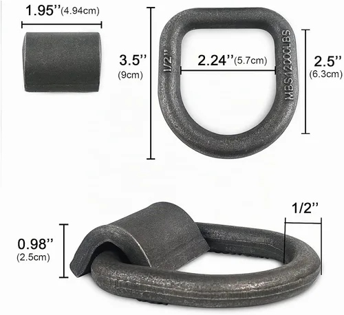 Vista 5 de Anclaje de anillo en D soldado de 1/2 pulgada 12000 libras forjado Paq de 12