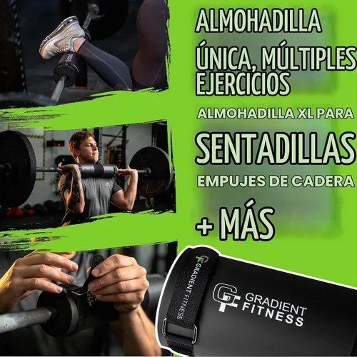 Vista 7 de Almohadilla de barra + 2 correas, almohadilla protectora para sentadillas para cuello/hombro para empuje de cadera, estocadas, levantamiento