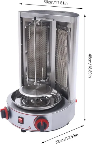 Vista 3 de Shawarma Machine 1600W 110V Máquina eléctrica de asador vertical Doner de gas Kebab Máquina de asador vertical con 2 quemadores (Stock de EE. UU.)