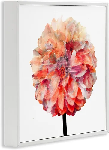 Vista 2 de Stupell Industries 'Flor De Acuarela Coral Brillante' Arte Giclée Blanco costero (Texturado)