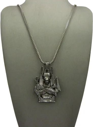 Vista 5 de COLLAR DE CADENA DE CAJA CUBANA DE ANUBIS HEMATITA PARA HOMBRES