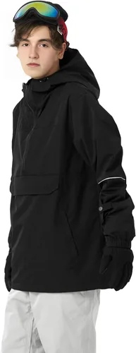 Vista 2 de Actleis Chaqueta de Snowboard Tipo Pullover para Hombre Impermeable con Capucha Aislada Chaqueta de Esquí Abrigo de Nieve Cálido de Invierno