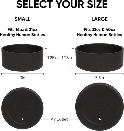 Vista 5 de Healthy Human Botas protectoras de silicona para botellas de Stein, se adaptan a botellas de 16 y 21 onzas. Funda de silicona antideslizante sin