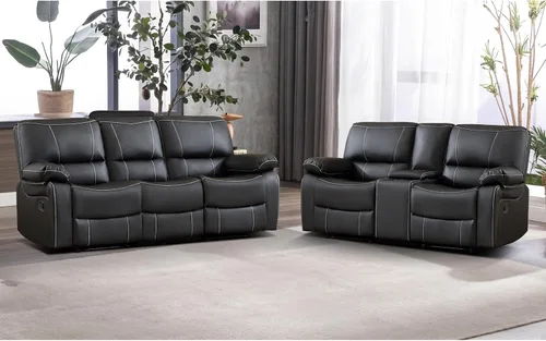 Vista 15 de EBELLO Silla reclinable manual de piel sintética, con respaldo cómodo y respaldo reclinable, muebles de primera calidad para sala de estar, muebles