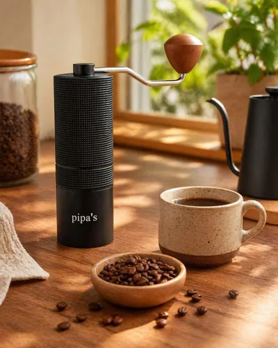 Vista 7 de Pipa's Molinillo de café manual — Molinillo de rebabas cónicas de acero inoxidable, ajuste continuo, molinillo de mano portátil de 1.23 oz