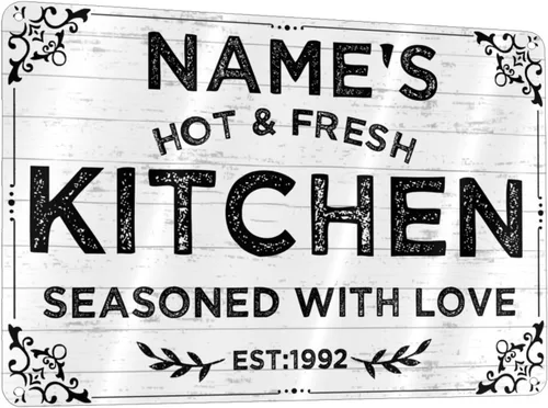 Vista 6 de Letreros de cocina personalizados con nombre personalizado, letrero de cocina condimentado con amor, letrero de cocina para decoración del hogar